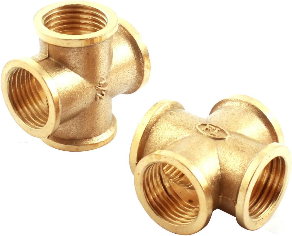 Brass 1/2PT Thread 4 Ways Cross Connector Pipe Adapter Coupler 2pcs