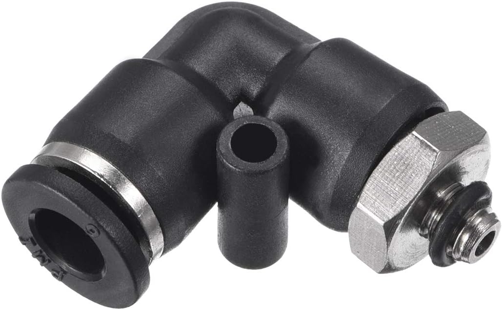 Push to Connect Tube Fitting Male Elbow 6mm Tube OD x M5 Thread Pneumatic Air Push Fit Lock Fitting 4pcs