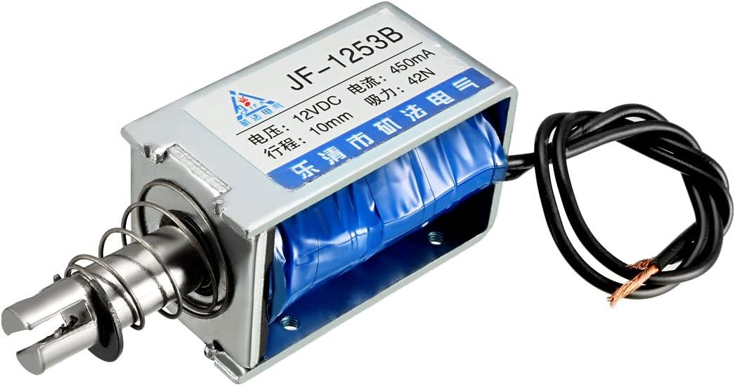 DC 12V 42N 10mm Stroke Pull Push Type Open Frame Solenoid Electromagnet Linear Motion JF-1253B