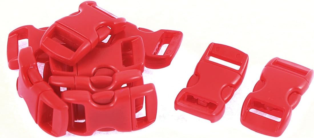LinkMejor Plastic Side Quick Release Clasp Buckles 11mm Webbing Strap Band 10pcs Dark Red