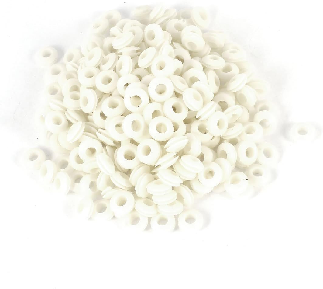 500 PCS 6mm Inner Diameter White Rubber Cable Wiring Grommets Gasket
