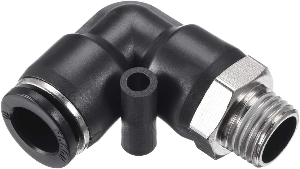 Push to Connect Tube Fitting Male Elbow 10mm Tube OD x G1/4 Thread Pneumatic Air Push Fit Lock Fitting 4pcs