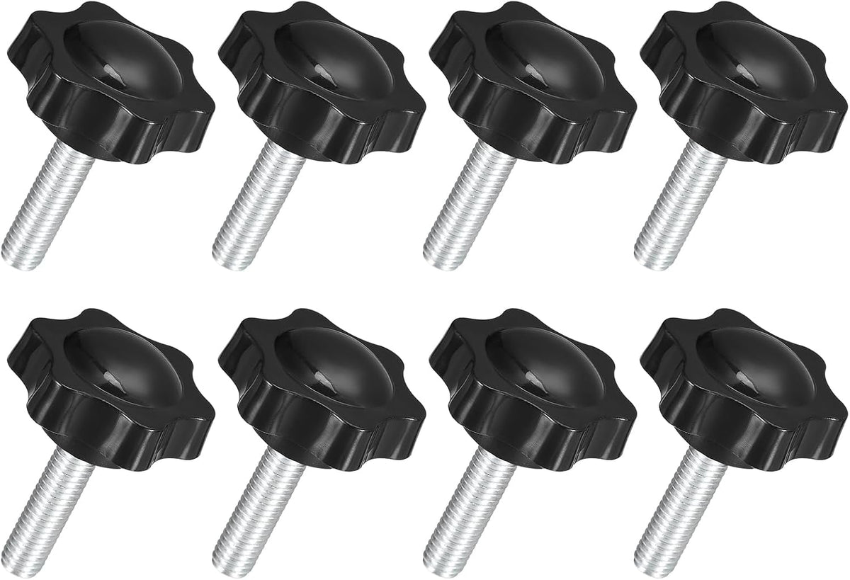 8Pcs M8 x 30mm Star Knobs, Plastic Hex Shaped Clamping Knob Screw Hand Tightening Replacement Knob for Umbrella Base Replacement knob