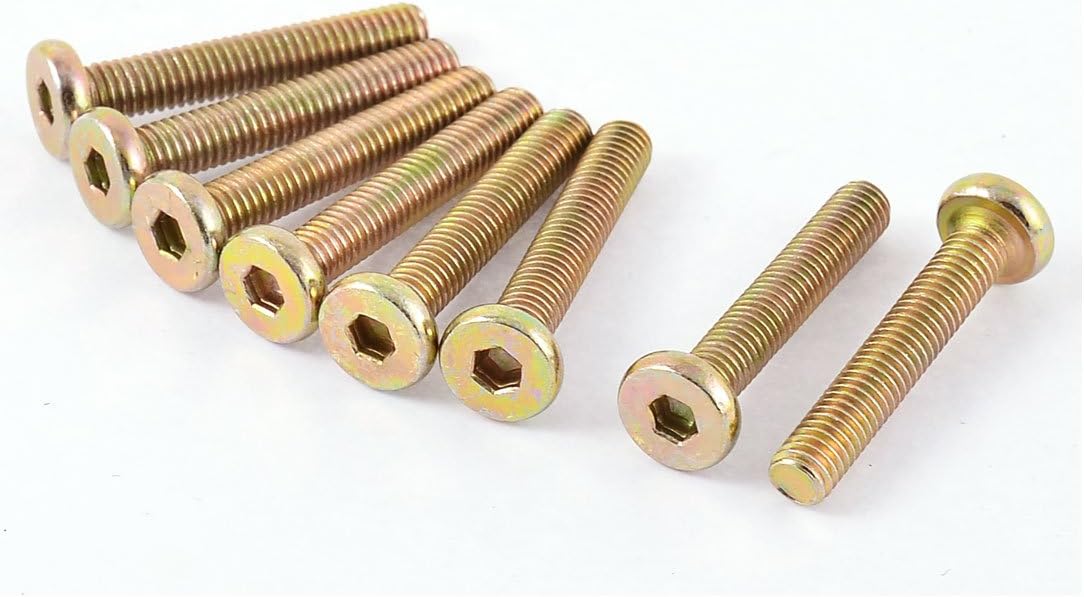 a16022300ux0880 M6 x 35mm Threaded Hex Socket Head Cap Screw Bolt Bronze Tone 8 Pcs