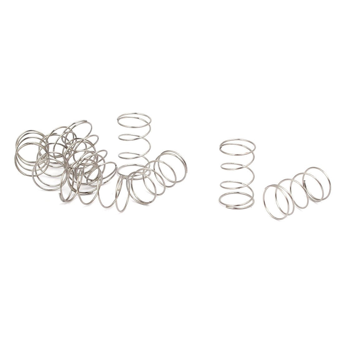 Compression Spring,304 Stainless Steel,6mm OD,0.3mm Wire Size,10mm Free Length,Silver Tone,10Pcs