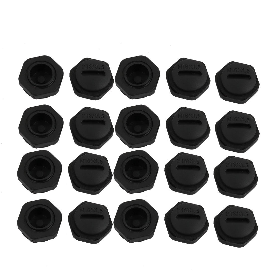 20pcs M16 x 1.5mm Nylon Male Threaded Cable Gland Cap Round Screw-in Cover Black