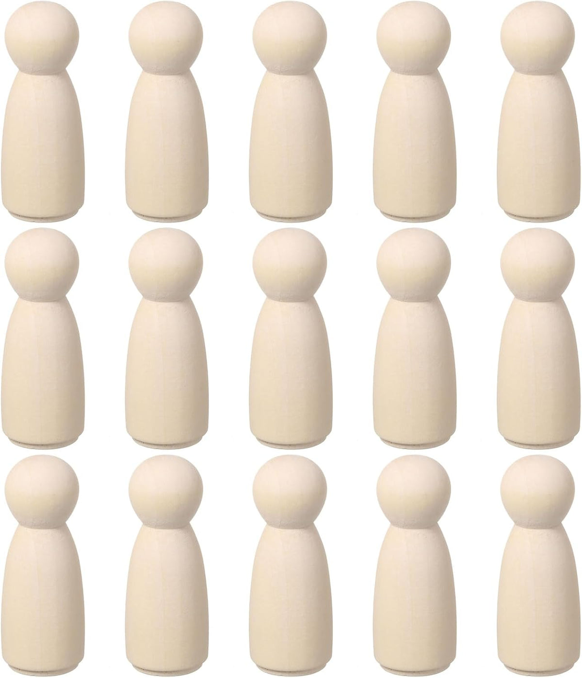 15 Pack Wood Peg, 3 Inch Girl-Shape Wooden Peg People, Unfinished Wooden Peg People Bodies Figures for DIY Art Crafts Painting