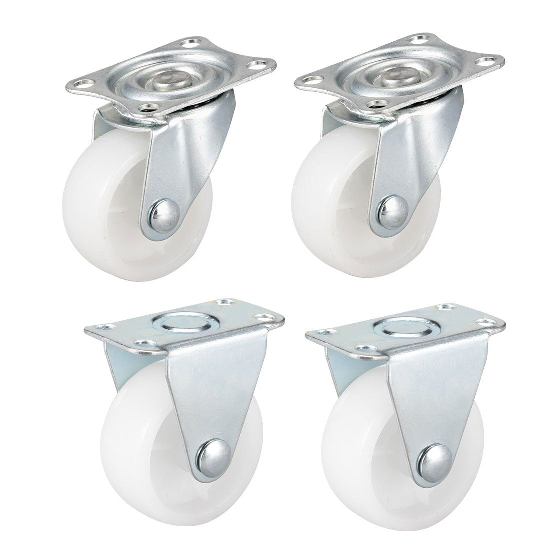 1.5 Inch Caster Wheel PP Top Plate Mounted, 132lb Total Load Capacity, Pack of 4 (2 Pcs Swivel, 2 Pcs Fixed)