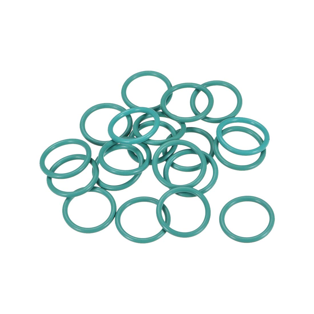 Fluorine Rubber O-Rings, 17mm OD 13.2mm ID 1.9mm Width FKM Seal Gasket for Machinery Plumbing, Green, Pack of 20