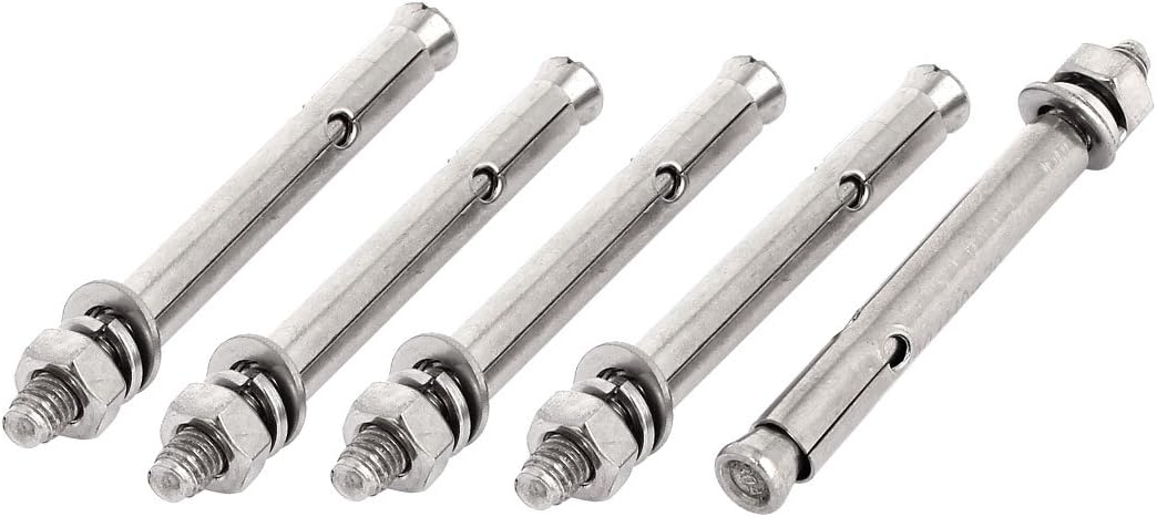 M6x70mm Hex Nut Stainless Steel Sleeve Anchor Expansion Bolts 5 Pcs