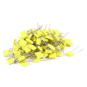 a14052900ux0358 100 Piece 100V 0.1uF 100NF Radial Lead Box Type Film Correction Capacitors Yellow