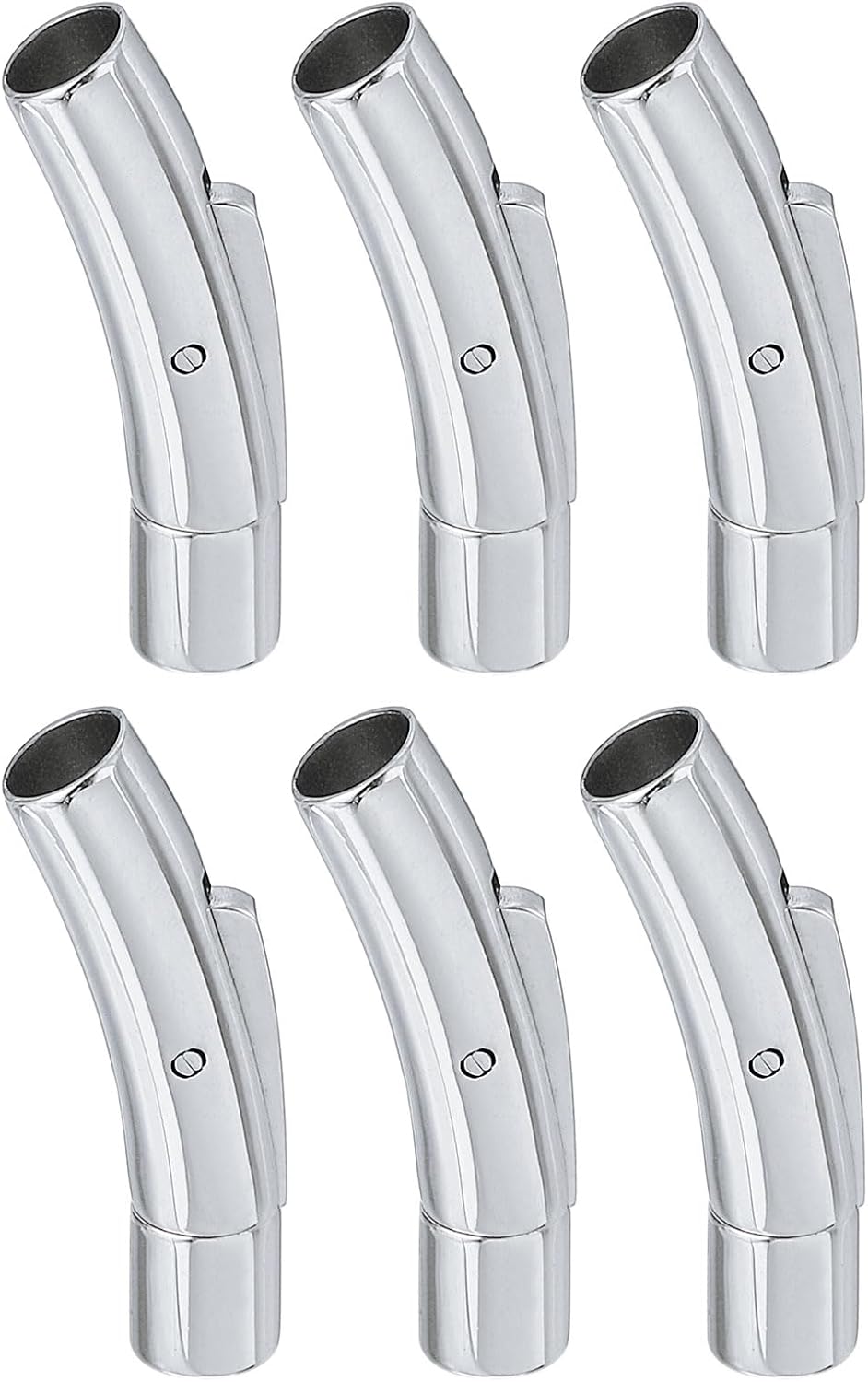 LinkMejor Leather Cord End Clasp, 6Pcs 4mm Hole Column Clasps Connectors, Stainless Steel Clasps Closures Leather Cord Buckle for Making DIY Supplies Crafts, Silver (23mm)