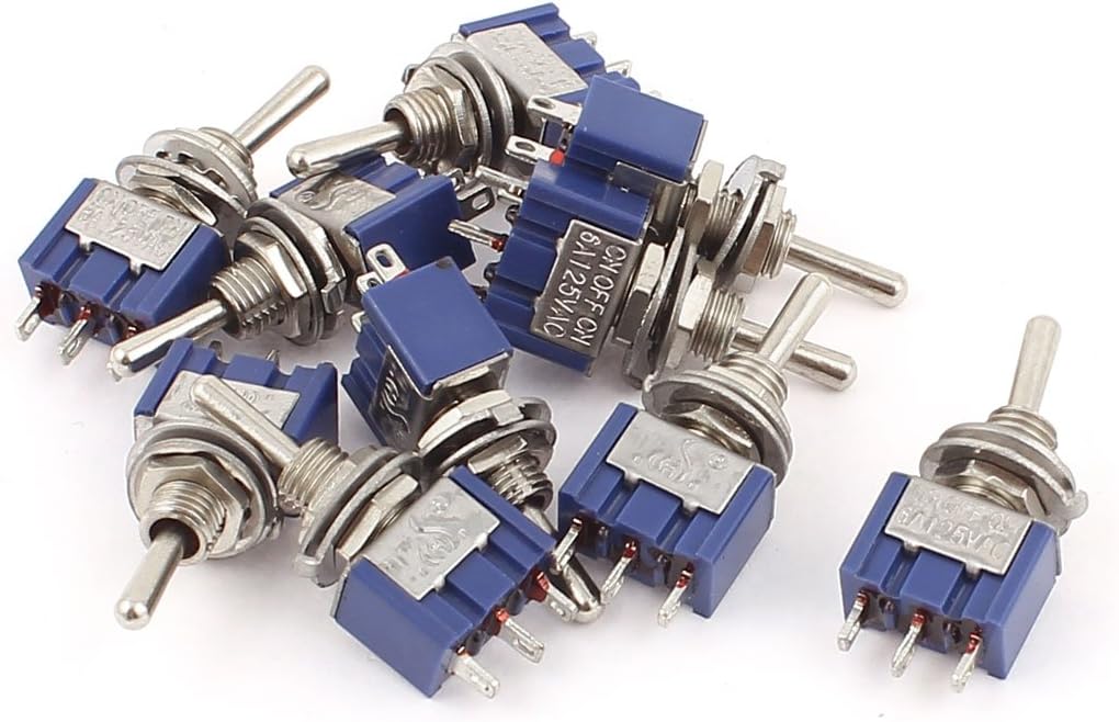 125V 6A SPDT ON OFF ON 3 Terminals Mini Toggle Switch 10 Pcs