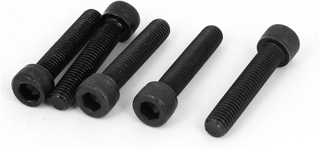 60mm Length M10 x 50mm Fully Thread Hex Socket Head Cap Screws Bolts Black 5 Pcs