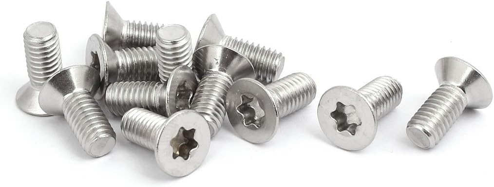 M6x14mm 316 Stainless Steel Fully Thread Flat Head Torx Screws Fasteners 12pcs