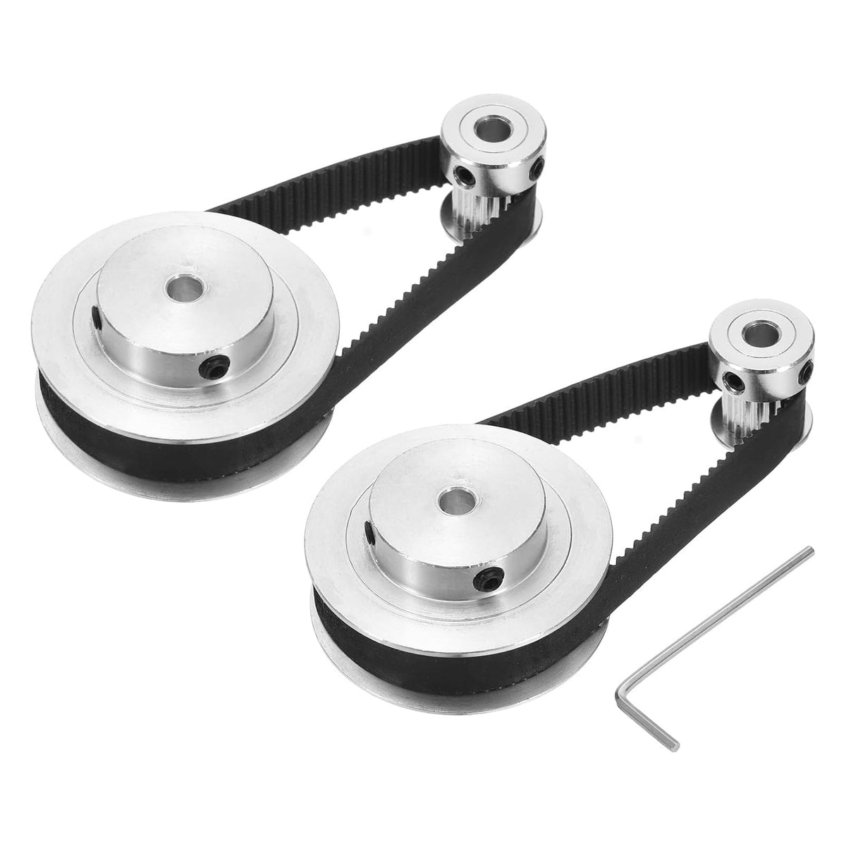 2 Set GT-2 Synchronous Wheel 20&60 Teeth 5mm Bore, Aluminum Alloy Timing Pulley Wheel with 2Pcs Length 200mm, Width 10mm Belt for 3D Printer, CNC Machine (20-60T-5B-10)