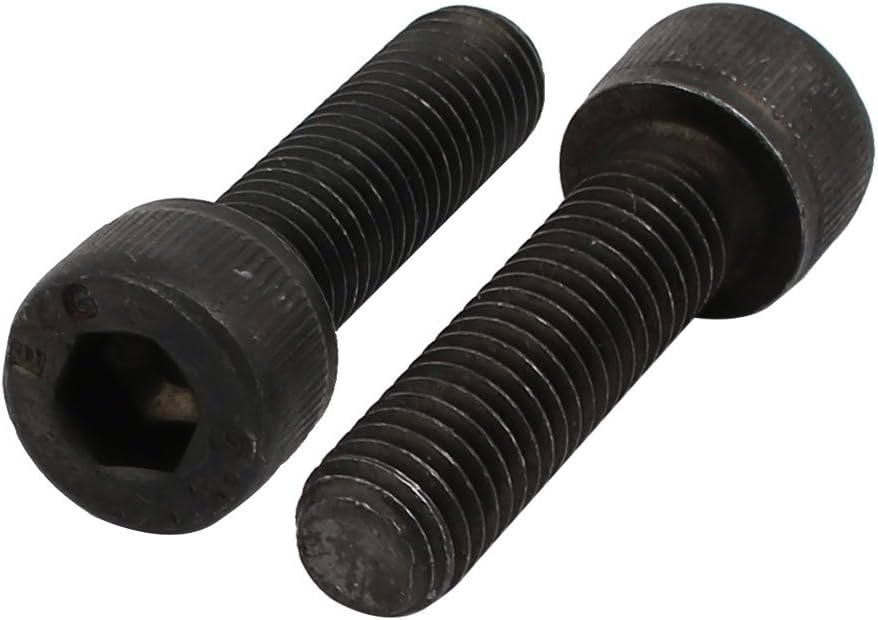 2pcs M8x30mm 12.9 Grade Hex Socket Cap Left Hand Thread Screw Bolt Black