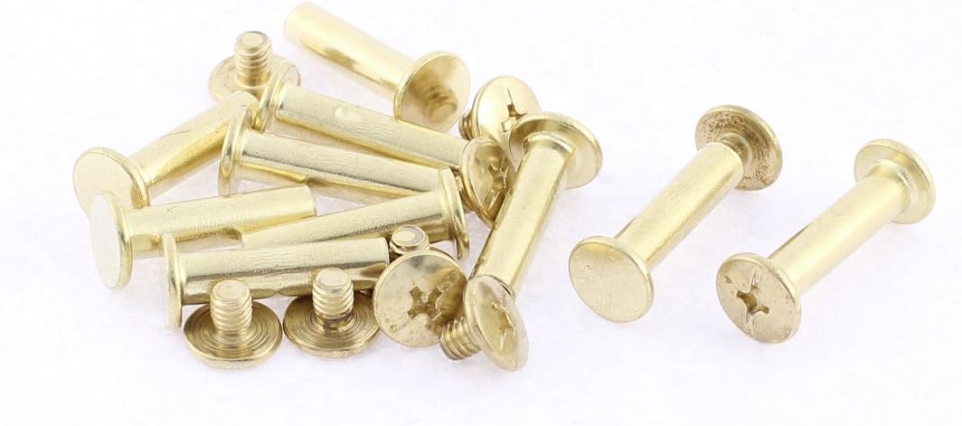 Screw Post Female 5x20mm Belt Buckle Binding Bolts Leather Fastener Brass Tone 10 Sets