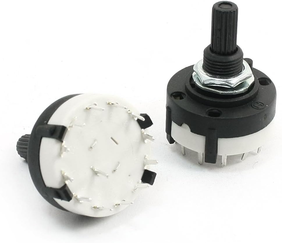 2Pcs 1 Pole 12 Position 1P12T Soldering Lug Selector Rotary Switch 26 X 11mm