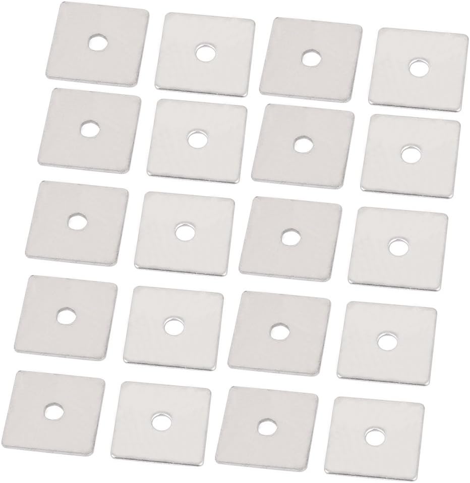 M4 x 16mm Square Stainless Steel Flat Repair Plate Silver Tone 20pcs