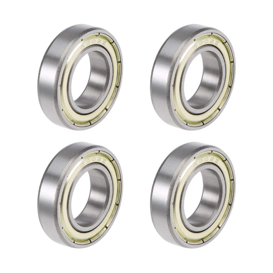 LinkMejor 6902ZZ Deep Groove Ball Bearings Z2 15mm X 28mm X 7mm Double Shielded Carbon Steel 4pcs