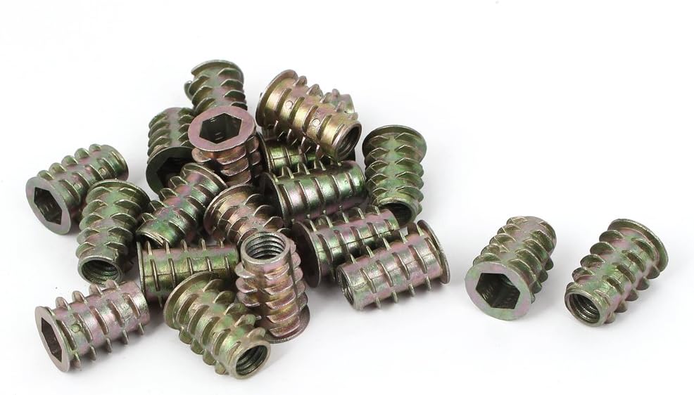 Wood M8x20mm Zinc Plated Hex Socket Screw In Thread Insert Nut 20pcs