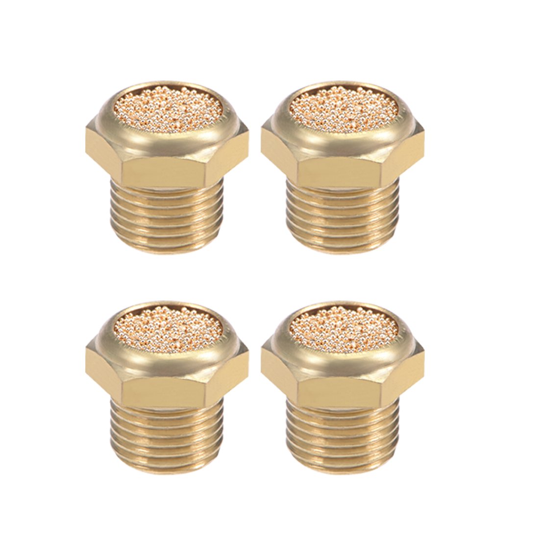 1/8 PT Sintered Bronze Exhaust Muffler with Brass Body Flat 4pcs