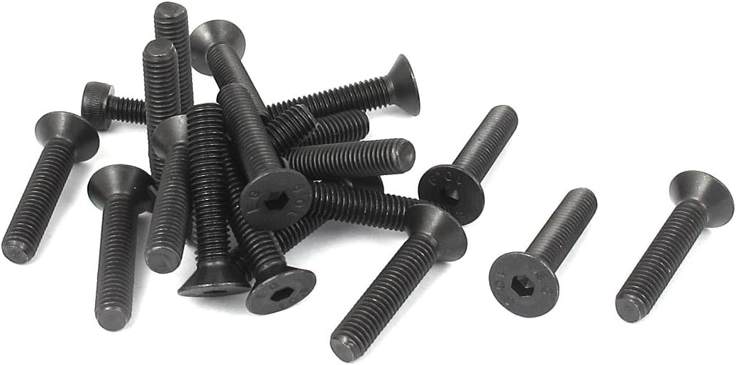 M5 x 25mm Metric Hex Socket Countersunk Head Screw Bolts Black 20PCS