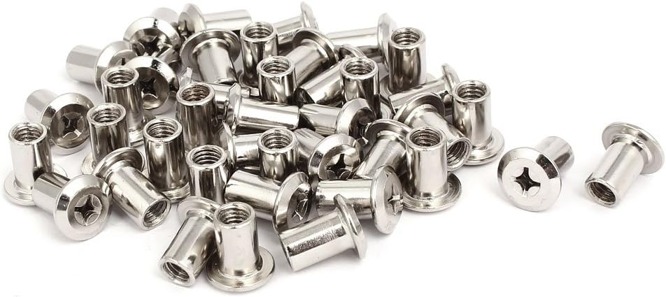 M6x12mm Female Thread Phillips Head Barrel Nut Furniture Fittings 40pcs