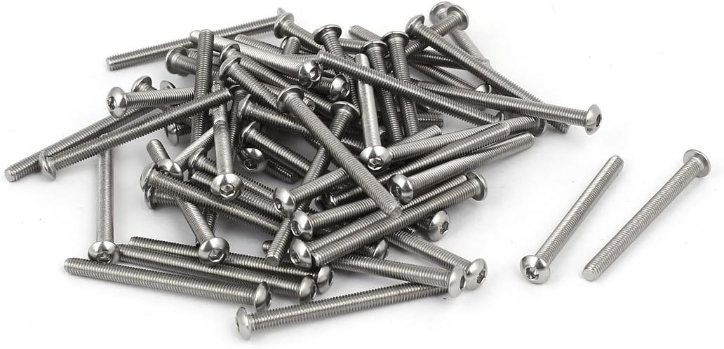 M3 x 35mm 304 Stainless Steel Button Head Hex Socket Cap Screws Fastener 60PCS