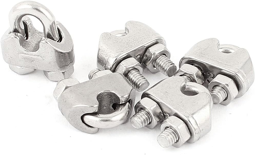 3mm 1/8 Inch Stainless Steel Wire Rope Cable Clamp Clips Fastener 5pcs