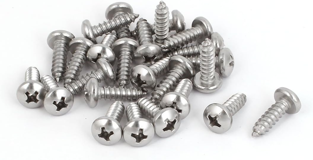 M4.8x16mm 316 Stainless Steel Phillips Pan Head Self Tapping Screws Bolts 25pcs