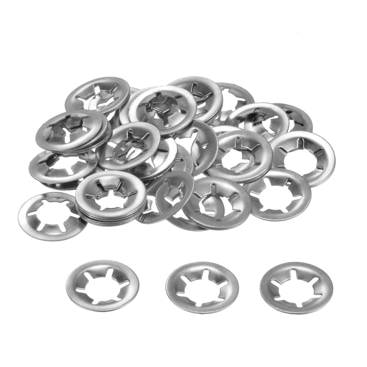 50PCS Internal Tooth Push on Locking Washers M10 x 20mm Speed Clips Fasteners, Stainless Steel Push Nut Washers