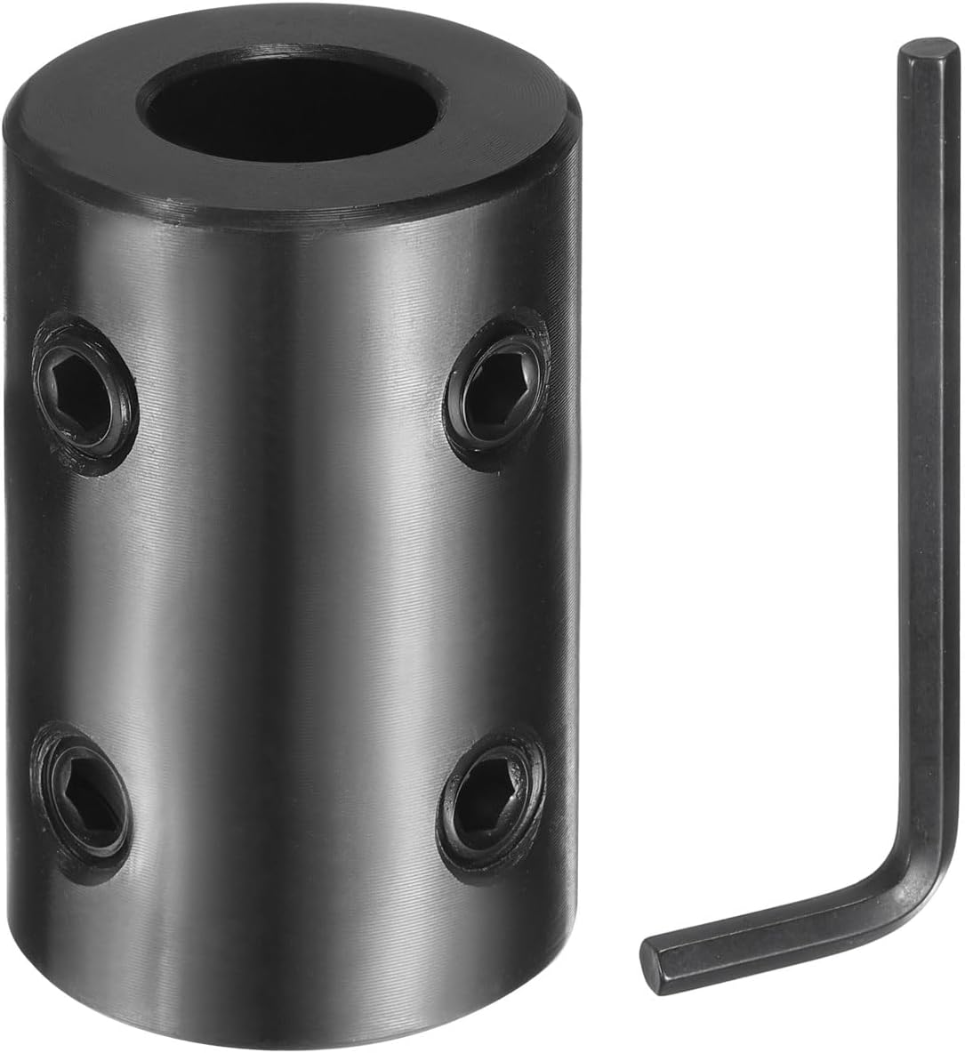 Shaft Coupling, 5/8" Bore 1-1/4" OD 2" Length Black Oxide Plated Steel Rigid Coupling with Hex Wrench for 3D Printers Motor Wheel (4 Screws Each Piece)