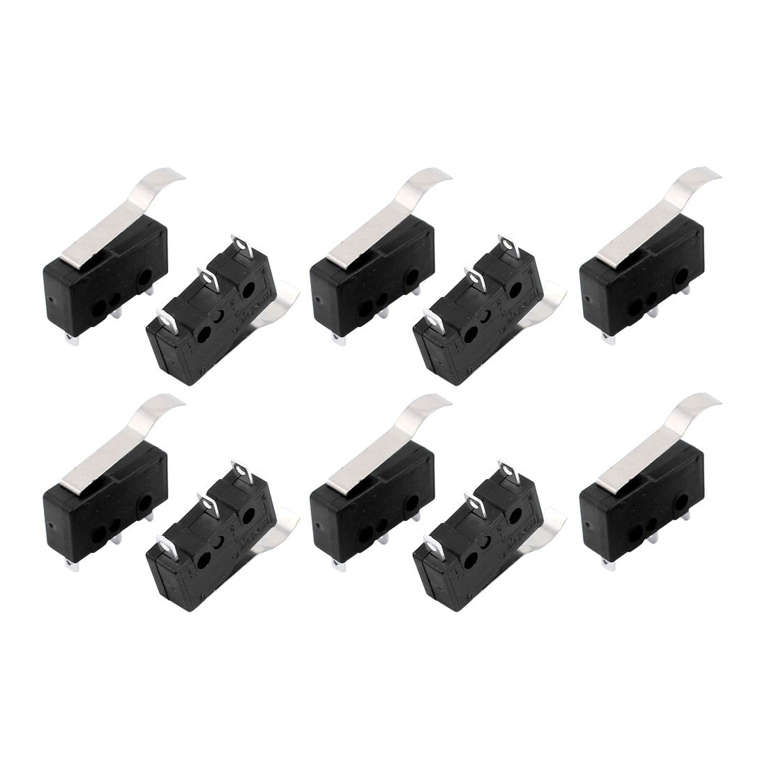 a16121600ux1027 AC250/125V 5 Amp 3 Terminals Momentary 22 mm Lever Arm Micro Switch Black KW12-6 (Pack of 10)