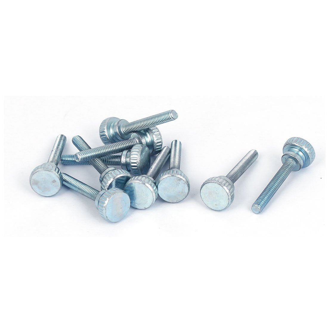 M4x25mm Carbon Steel Step Hand Screw Flat Knurled Head Thumb Bolts 10pcs