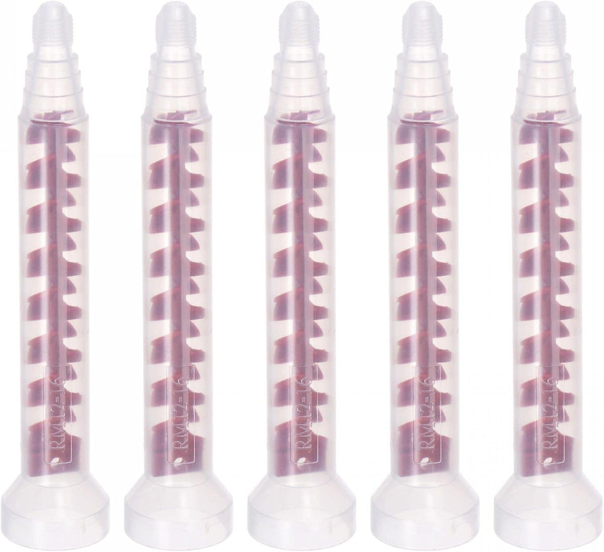 5 Pcs Epoxy Tubes Static Mixer, 4.92-inch Plastic Resin Mixing Nozzle Round Connector for AB Glue Adhesive Gun Applicator 50ml Cartridges, Red