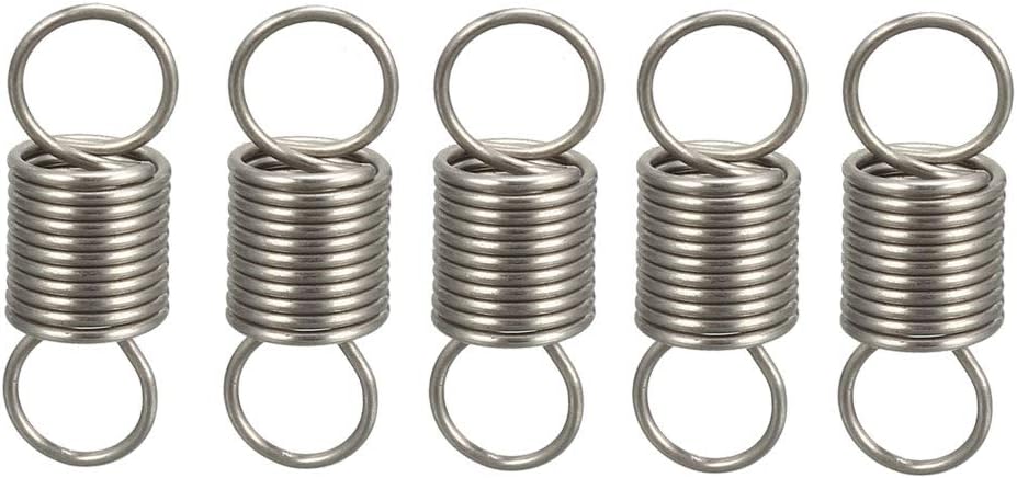 Extended Tension Spring Wire Diameter 0.02", OD 0.2", Free Length 0.59" Stainless Steel Small Dual Hook Tension Spring for Machinery Construction Industrial 5pcs
