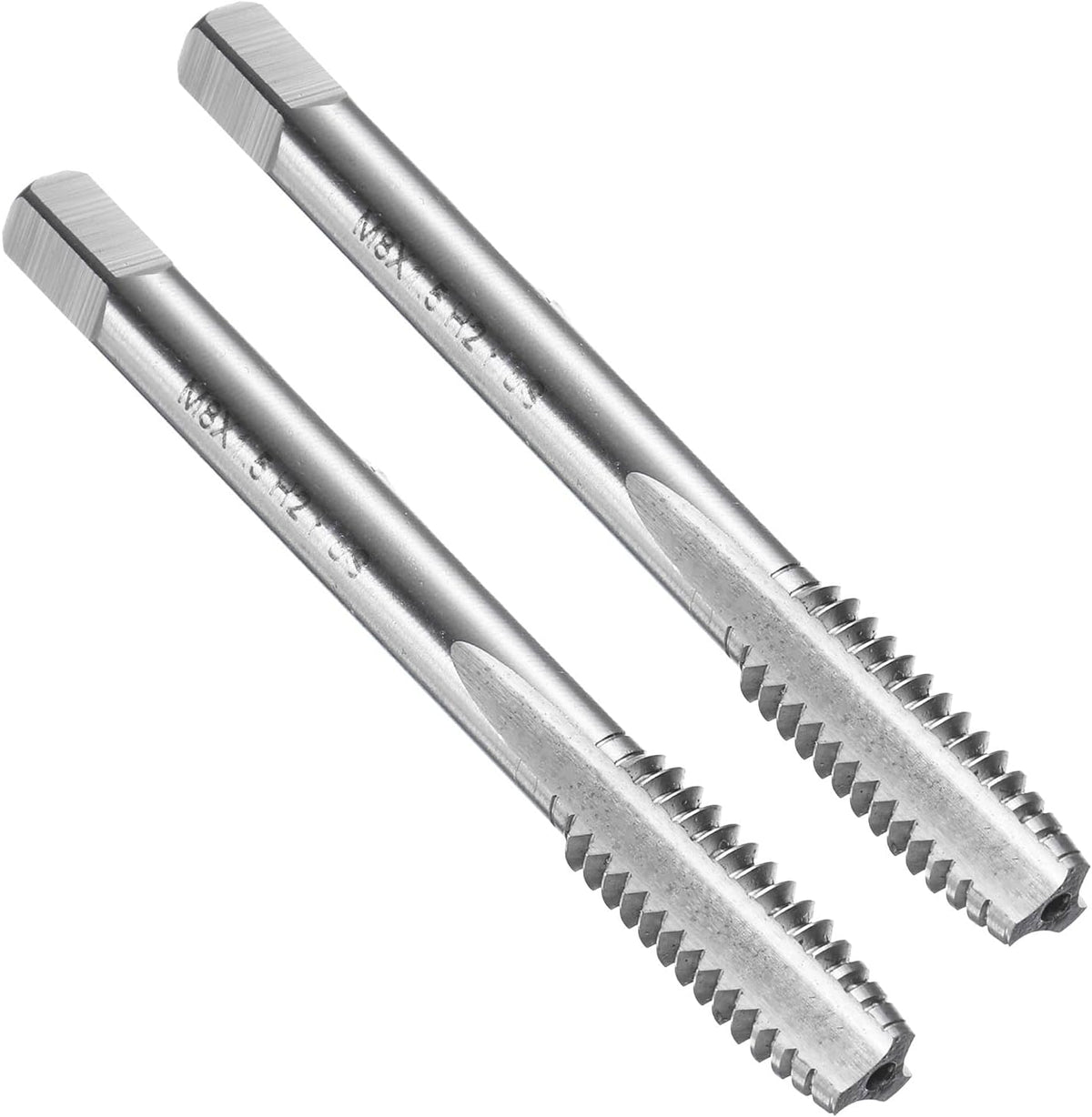 2pcs Straight Flute Thread Tap, M8 x 1.5 Metric Screw Threading Tapping Tool Thread Milling Machine Taps, High-Speed Steel 6542 (HSS 6542)