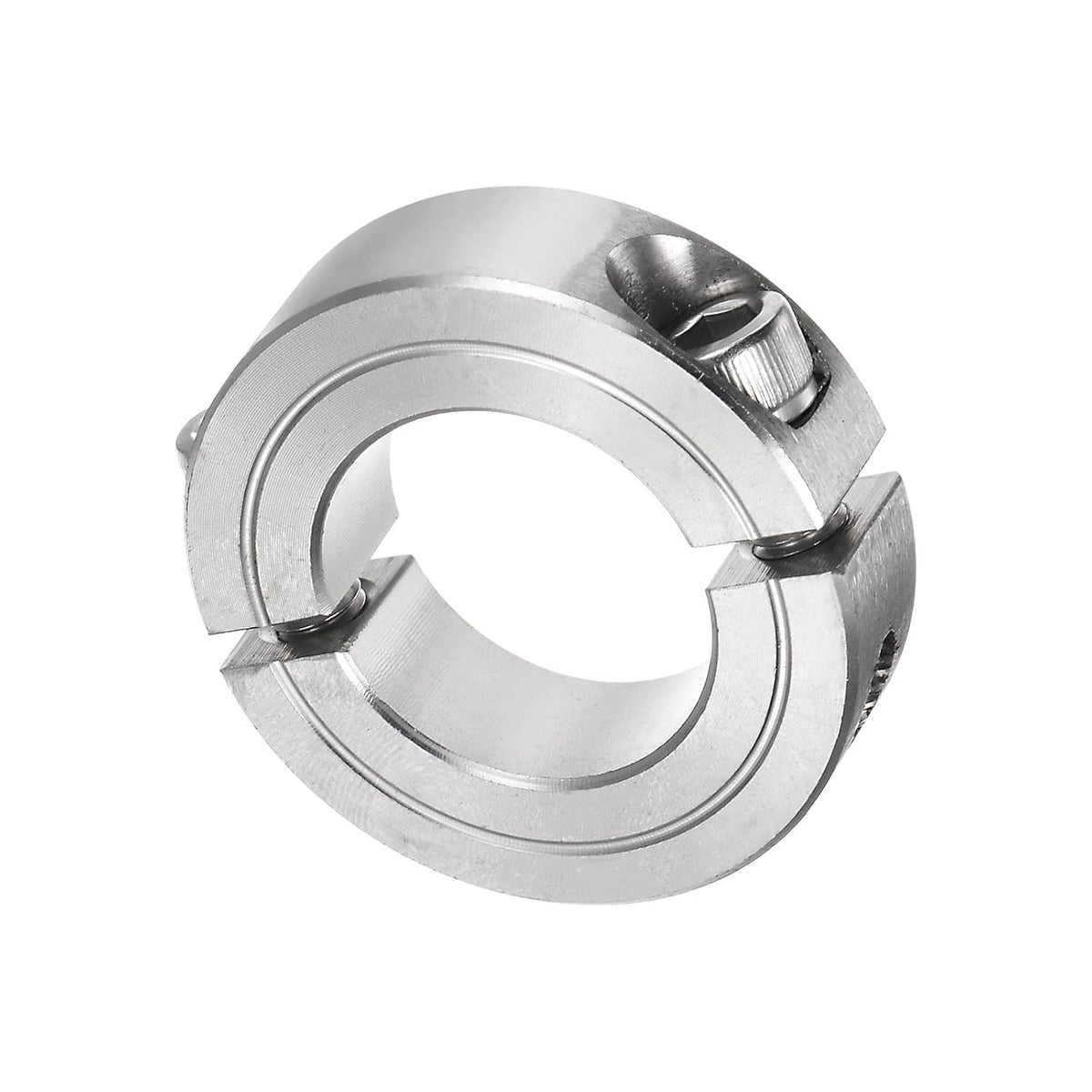 Double Split Clamp-On Shaft Collar for 1" Shaft, Two-Piece Clamping Collar, 1-3/4" OD, 1/2" Width, 304 Stainless Steel Axle Collar Clamp, Set Screw Style
