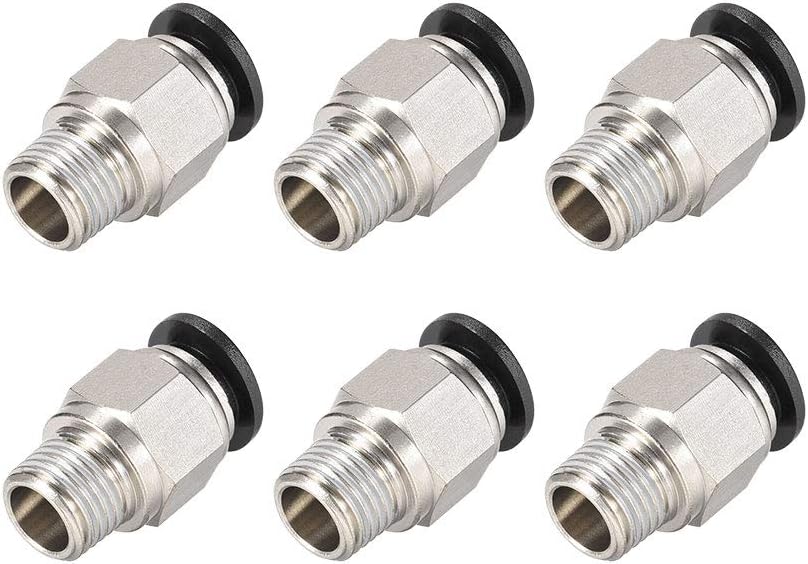 Straight Pneumatic Push to Quick Connect Fittings 1/4 Inch NPT Male X 10mm Tube OD Silver Tone 6pcs