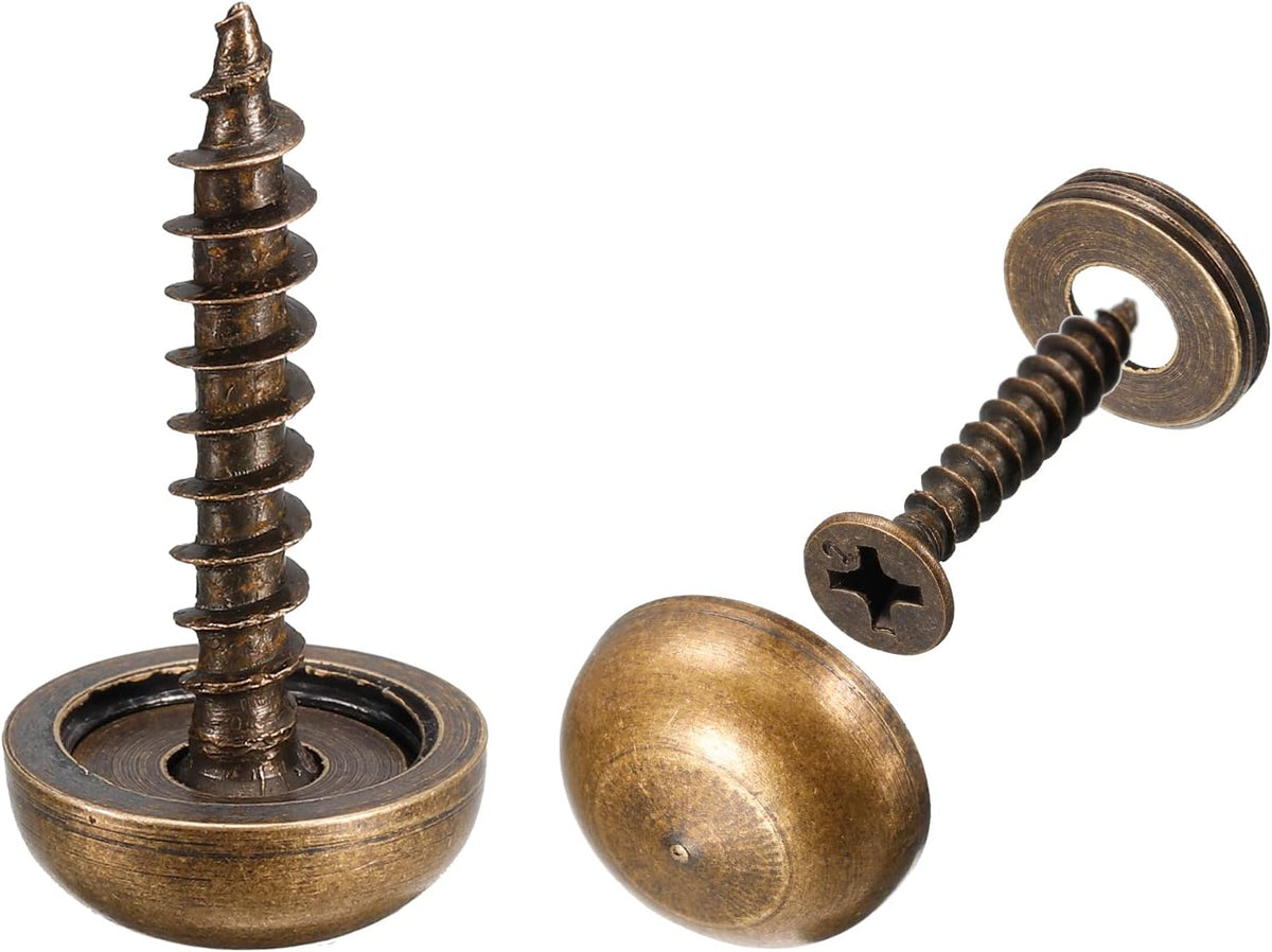 4pcs 13mm Dia Brass Mirror Screws with Caps, Bronze