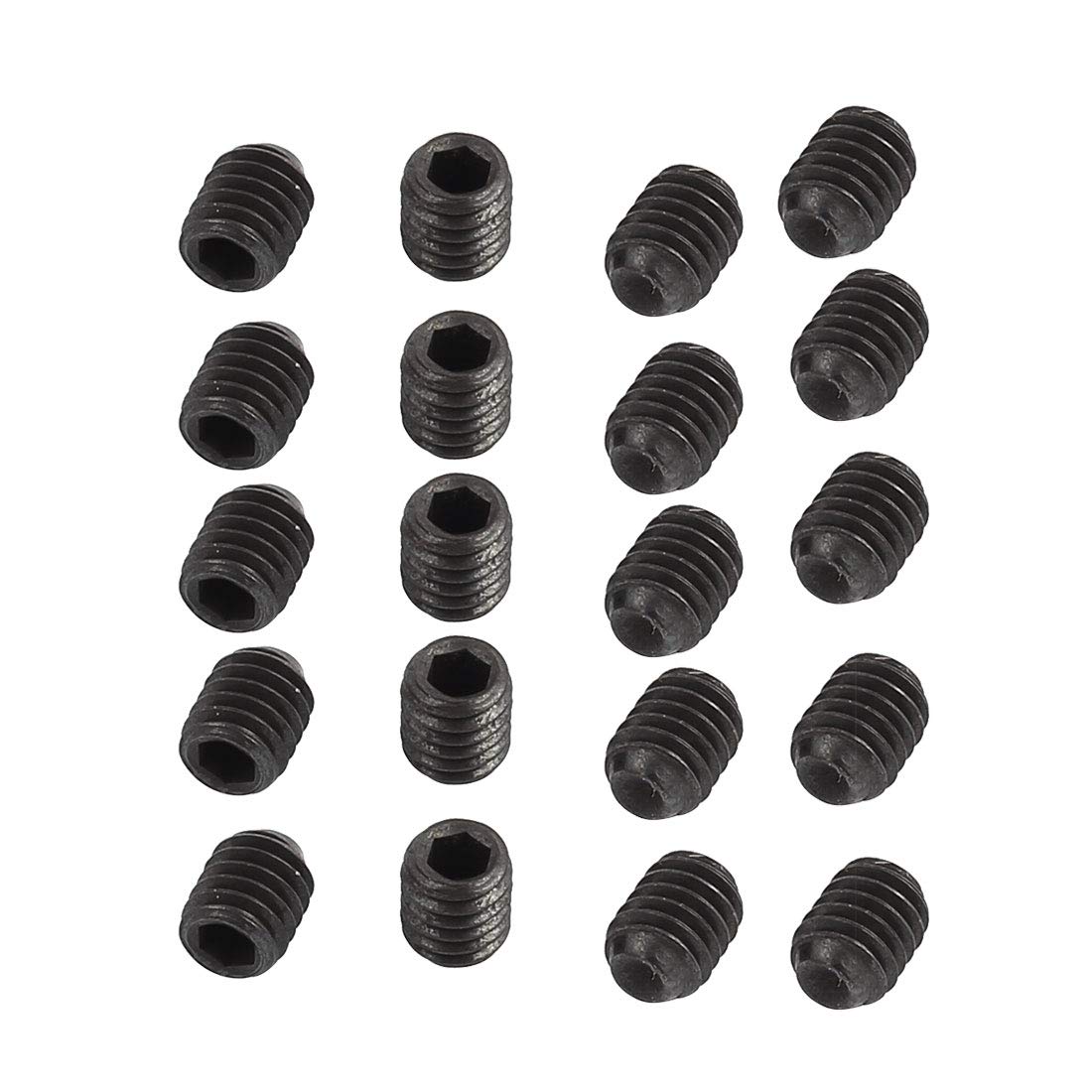 20Pcs Black M4 x 5mm Alloy Steel Hex Socket Set Grub Screws Headless Cup Point