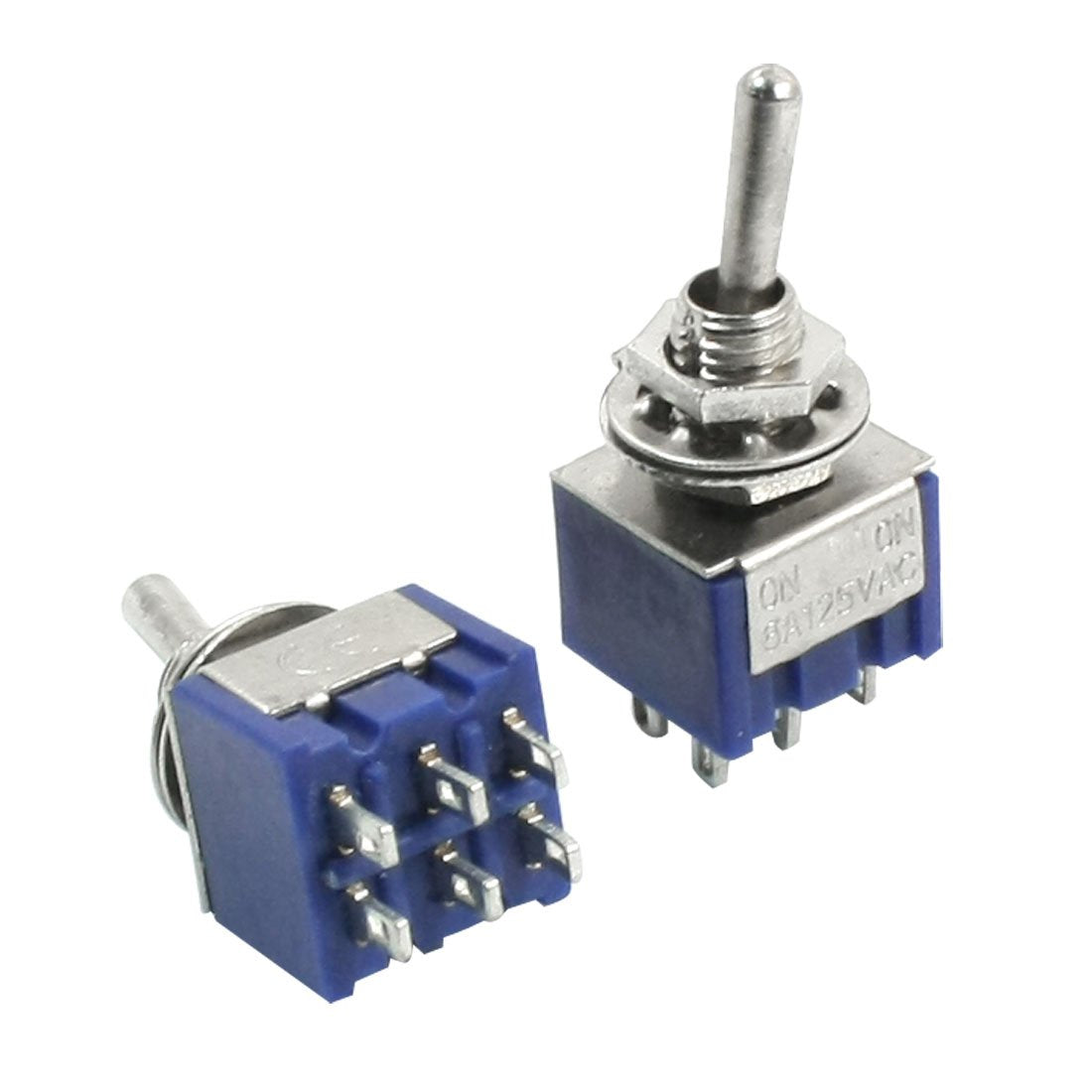 A14052300ux0674 DPDT ON/ON 2 Position Electric Part Toggle Switch AC 125V 6 Amp Blue 2 Piece, 0.43" Width, 1.18" Length