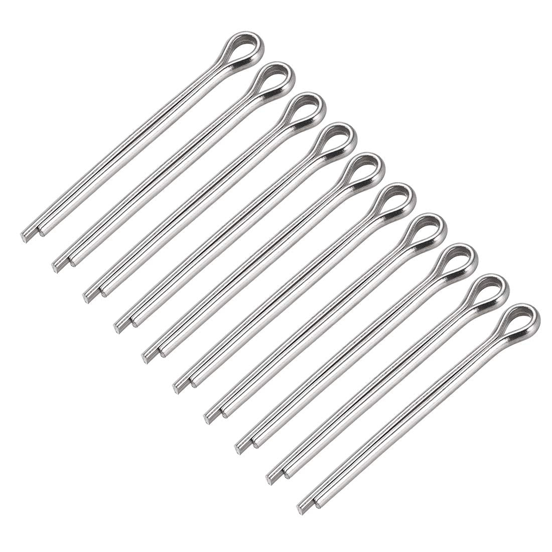Split Cotter Pin - 5mm x 60mm 304 Stainless Steel 2-Prongs Silver Tone Fastener Clip Key 10Pcs