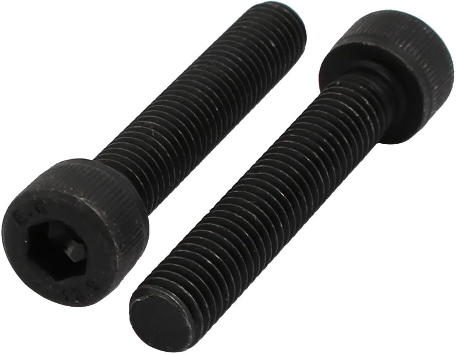 2pcs M8x45mm 12.9 Grade Hex Socket Cap Left Hand Thread Screw Bolt Black