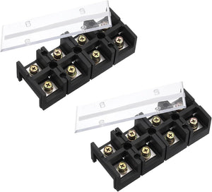 2 Pcs Barrier Terminal Strip Block 600V 100A Dual Rows 4 Positions Rail Base Screw Connector(The Shell Is Made of Flame Retardant and Heat Resistant Material)