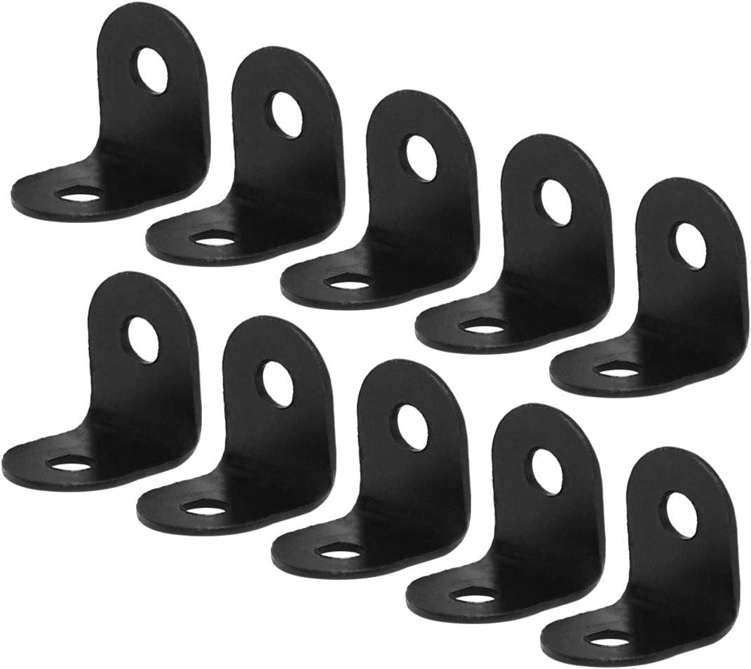 12 x 12mm Angle Bracket Black Corner Brace Fastener L Shaped Right Angle Brackets Corner Protector Shelf Support for Furniture, 10pcs