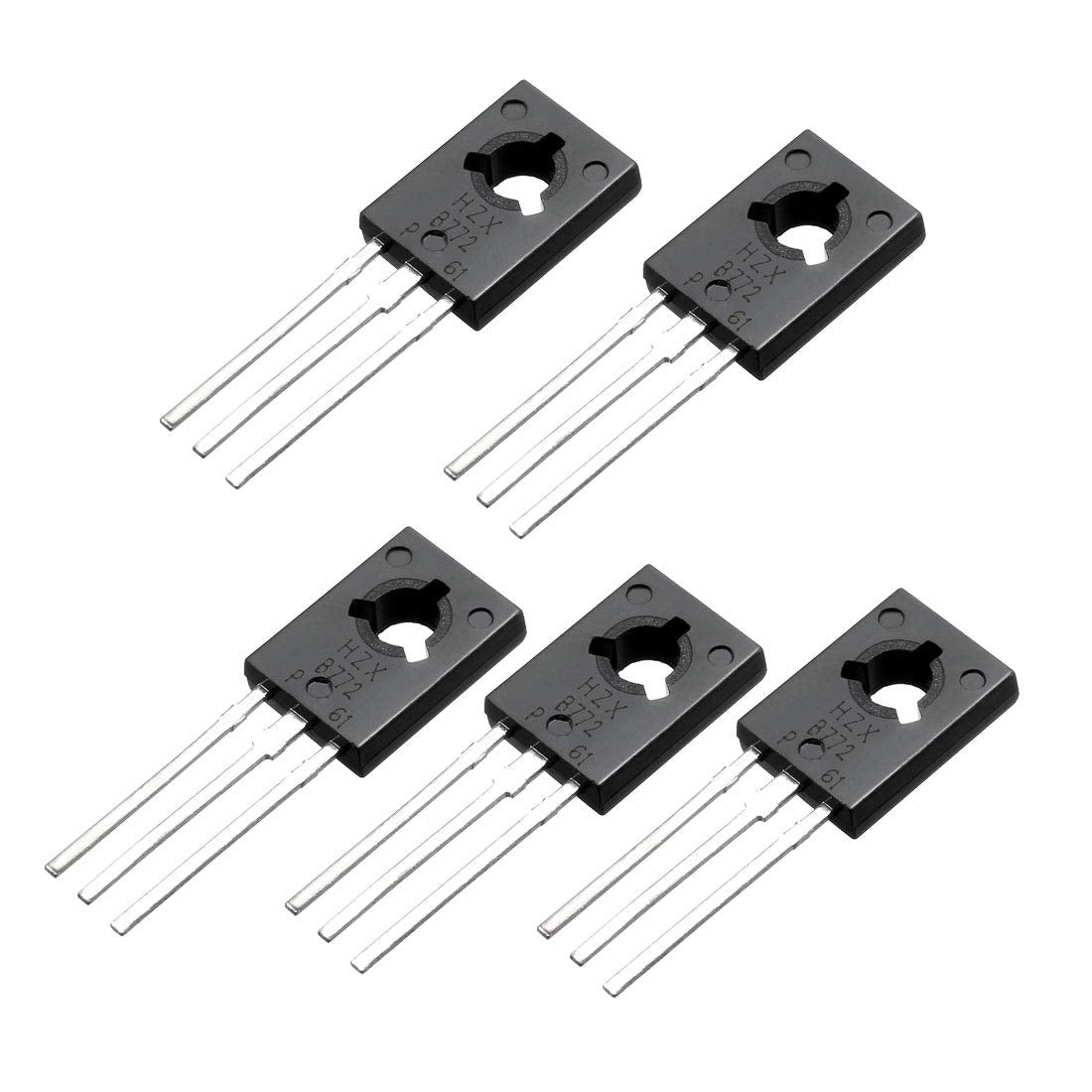 5Pcs B772 Transistor TO-126 PNP 3 Pins PCB Through Hole Bipolar 30V 3A