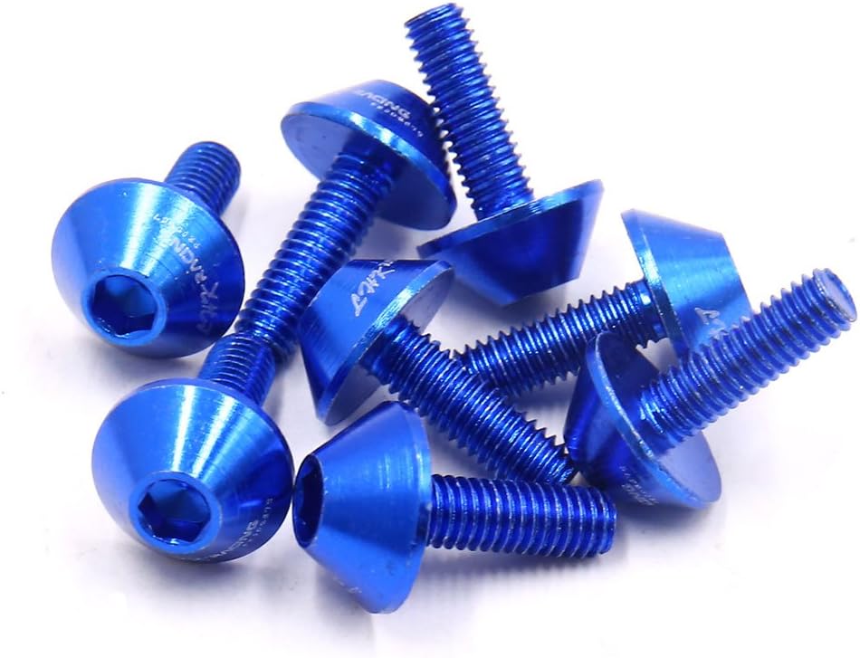 8pcs Blue Aluminum Alloy Motorcycle Hex Socket Head Bolts Screws M6 X 15